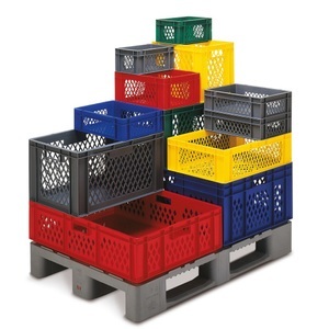 Jungheinrich PROFISHOP, Euro-Stapelbehälter, Wände + Boden durchbrochen, 24 Liter, rot, Griffe, Euro-Stapelbehälter, Wände + Boden durchbrochen, 24 Liter, rot, Griffe