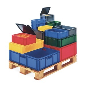 undefined, Euro-Format-Stapelbehälter, Wände und Boden geschlossen LxBxH 800 x 600 x 320 mm blau, VE 2 Stk, Euro-Stapelbehälter, Wände + Boden geschlossen, 127 Liter, blau, Griffe
