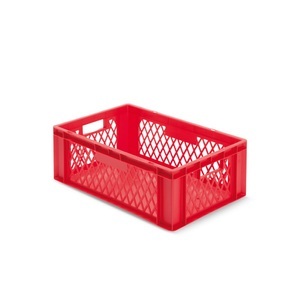 Jungheinrich PROFISHOP, Euro-Stapelbehälter, Wände durchbrochen + Böden geschlossen, 40 Liter, rot, Griffe, Euro-Stapelbehälter, Wände durchbrochen + Böden geschlossen, 40 Liter, rot, Griffe
