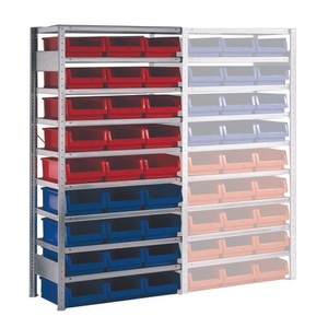 META, META Fachbodenregal, AF mit Sichtlagerkästen, FL 100 kg, 27 Kästen, HxBxT 2.000 x 1.000 x 500 mm, META Fachbodenregal, AF mit Sichtlagerkästen, FL 100 kg, 27 Kästen, HxBxT 2.000 x 1.000 x 500 mm