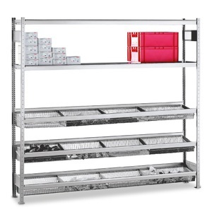 SCHULTE, SCHULTE Fachbodenregal mit engmaschigen Körben, GF, HxBxT 2.500 x 2.500 x 400 mm, FL 400 kg, SCHULTE Fachbodenregal mit engmaschigen Körben, GF, HxBxT 2.500 x 2.500 x 400 mm, FL 400 kg