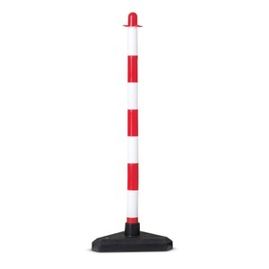 Jungheinrich PROFISHOP, Kettenständer einzeln, Kunststoff-Fuss (3-eckig), rot/weiss, Kettenständer einzeln, Kunststoff-Fuss (3-eckig), rot/weiss