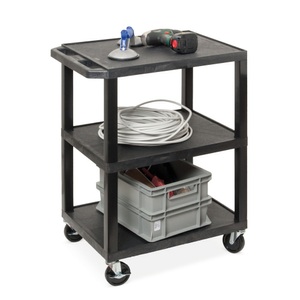 undefined, SEWT34S Kunststoffwagen Polyethylen Traglast (max.): 150 kg Schwarz, BASIC Kunststoff-Transportwagen, mit Ladeflächen, 3 Etagen, schwarz