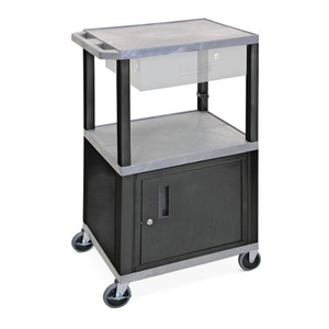BASIC, BASIC Kunststoff-Transportwagen mit Unterschrank, grau, BASIC Kunststoff-Transportwagen mit Unterschrank, grau