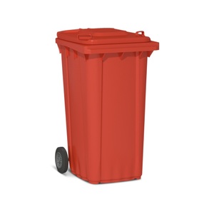 Jungheinrich PROFISHOP, Kunststoff-Mülltonne mit Rollen, 240 Liter, rot, Kunststoff-Mülltonne mit Rollen, 240 Liter, rot