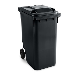 SSI Schäfer, Mülltonne GMT, 360 l, fahrbar, schwarzgrau, Kunststoff-Mülltonne mit Rollen, 360 Liter, anthrazit