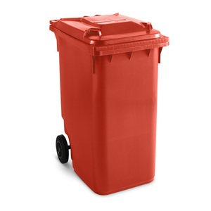 Jungheinrich PROFISHOP, Kunststoff-Mülltonne mit Rollen, 360 Liter, rot, Kunststoff-Mülltonne mit Rollen, 360 Liter, rot