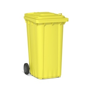 Jungheinrich PROFISHOP, Kunststoff-Mülltonne mit Rollen, 240 Liter, gelb, Kunststoff-Mülltonne mit Rollen, 240 Liter, gelb