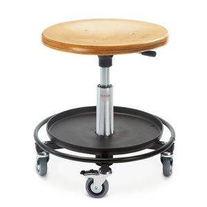 Jungheinrich PROFISHOP, Hocker, Holzformsitz Ø 480 mm, Sitzhöhe 370-500 mm, Stahlbasis, Fussring mit Ablage, Hocker, Holzformsitz Ø 480 mm, Sitzhöhe 370-500 mm, Stahlbasis, Fussring mit Ablage