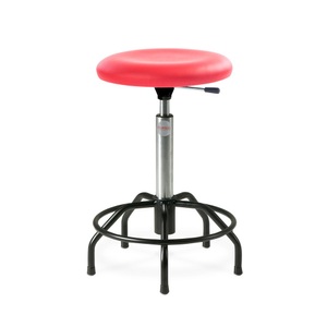 Jungheinrich PROFISHOP, Hocker, Kunstledersitz Ø 430 mm, Sitzhöhe 620-800 mm, Stahlbasis, Fussring, Spider-Form, rot, Hocker, Kunstledersitz Ø 430 mm, Sitzhöhe 620-800 mm, Stahlbasis, Fussring, Spider-Form, rot