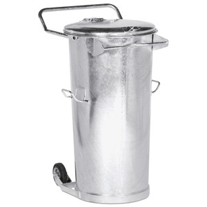 Jungheinrich PROFISHOP, Mülltonne aus feuerverzinktem Stahlblech, 110 Liter, gem. DIN 6628/6629, mit Rollen, Mülltonne aus feuerverzinktem Stahlblech, 110 Liter, gem. DIN 6628/6629, mit Rollen