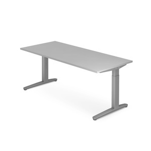 undefined, Schreibtisch, C-Fuss höhenverstellbar, BxT 1.800 x 800 mm, grau, Schreibtisch, C-Fuss höhenverstellbar, BxT 1.800 x 800 mm, grau