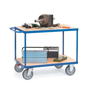 Fetra, Tischwagen, 1000 x 600 mm, fetra® Schwerer Tisch- und Montagewagen, 2 Etagen à 600 x 1.000 mm, mit Zentralbremse