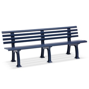 undefined, Parkbank aus Kunststoff mit 9 Leisten Breite 2000 mm, stahlblau, Sitzbank Bern, Länge 2.000 mm, 3-füssig, blau