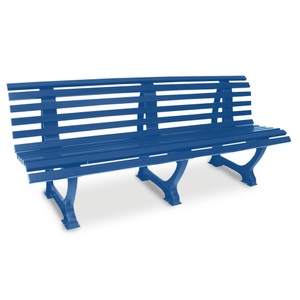 undefined, Parkbank aus Kunststoff mit 13 Leisten Breite 2000 mm, stahlblau, Sitzbank Genf, Länge 2.000 mm, 3-füssig, blau