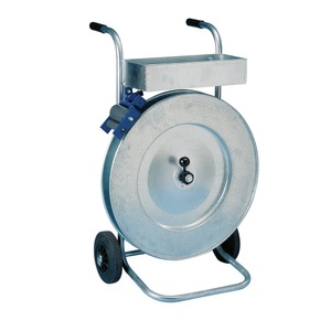 undefined, Stahlbandabroller für Stahlband mit Packenwicklung fahrbar mit Ablagekasten, ratioform Bandabroller für Stahlband, für Packenwicklung, Bandbreite 13 - 19 mm, fahrbar, mit Ablagefach und Ablaufbremse