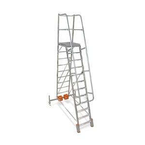 KRAUSE, Krause 833143 Aluminium Podestleiter Arbeitshöhe (max.): 3.90 m Silber 47 kg, KRAUSE® Plattformleiter Vario, Ballastierung 20 kg, Standhöhe 1,90 m