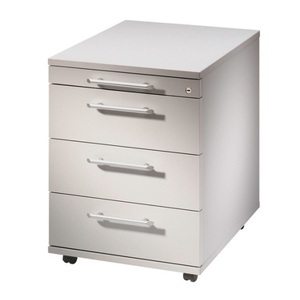 Jungheinrich PROFISHOP, Rollcontainer DownTown, 4 Schubladen mit Metall-Griff, lichtgrau, Rollcontainer DownTown, 4 Schubladen mit Metall-Griff, lichtgrau