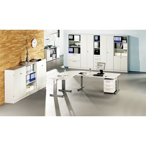 undefined, FINO - Büroregal 4 Fachböden lichtgrau, Hammerbacher Regal Lichtgrau 800 x 400 x 2.004 mm