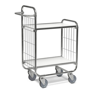 Kongamek, Kongamek Verzinkter Etagenwagen 2 Böden, 4 Rollen, 2 feststellbar LxBxH 1395 x 470 x 1120 mm, Regalwagen, verzinkt, 2 Gitterwände, hohe Stirnseite, 2 laminierte Böden à 1.200 x 425 mm