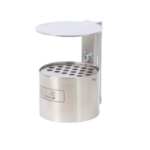 Jungheinrich PROFISHOP, Wandascher rund, mit Abdeckhaube, ohne Pfosten, Edelstahl, 4 Liter