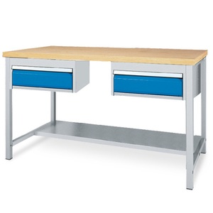 Jungheinrich PROFISHOP, Werkbanktisch mit Ablage + 2 Schubladen, TK 1.000 kg, HxBxT 859 x 1.500 x 750 mm