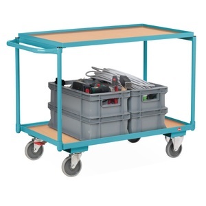Ameise®, Ameise® Tischwagen, waagerechter Bügel, 2 Etagen à 850 x 500 mm, TK 250 kg, mit Zentralbremse, Ameise® Tischwagen, waagerechter Bügel, 2 Etagen à 850 x 500 mm, TK 250 kg, mit Zentralbremse