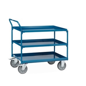 Fetra, Fetra 4932 Tischwagen Stahl pulverbeschichtet Traglast (max.): 400 kg Brillantblau (RAL 5007), fetra® Tischwagen mit öldichten Wannen, 3 Etagen à 1.000 x 700 mm, hochstehender Bügel