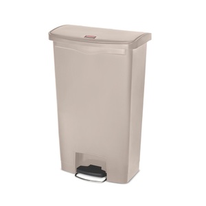 Rubbermaid, Rubbermaid Tretabfallsammler Volumen 68 l, BxHxT 322 x 803 x 500 mm beige, Rubbermaid Tret-Abfallbehälter Slim Jim® mit Pedal an der Breitseite, Kunststoff, 68 l, beige