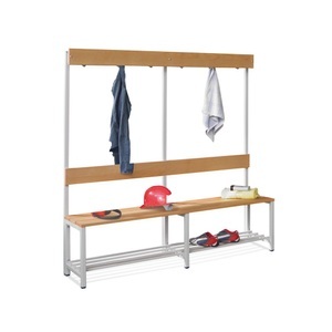 Pavoy, PAVOY Umkleidesitzbank mit Buchenholzleisten, 1-seitig, mit Hakenleiste, Länge 1.500 mm, mit Schuhrost, PAVOY Umkleidesitzbank mit Buchenholzleisten, 1-seitig, mit Hakenleiste, Länge 1.500 mm, mit Schuhrost