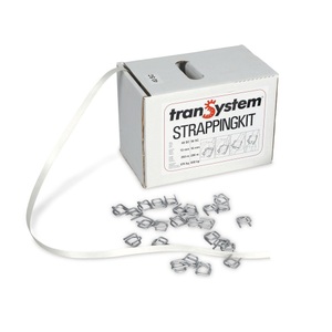 undefined, Umreifungs-Set bestehend aus Kraftband, Metallklammern, Packmesser Bandbreite 13 mm, Bandlänge 250 m, Umreifungsband aus PET, verleimt, Länge 250 m, Bandbreite 13 mm