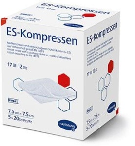 Hartmann, ES-Kompresse Typ 17 7.5x7.5cm 12fach steril, HARTMANN ES-Kompresse T17 7.5x7.5cm 12f (100 Stk)