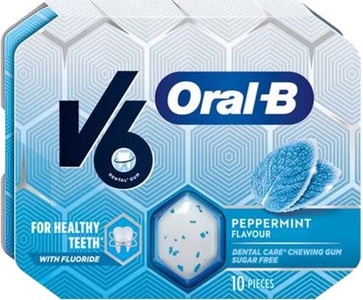 V6, V6 OralB Kaugummi Peppermint (10 Stück), V6 Oral-B Kaugummi Peppermint Blister (10 Stk)