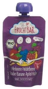 FruchtBar, FRUCHTBAR Fruchtpüree Bio Himbeere Heidelbeere Traube Banane Apfel Hafer (100 g), 