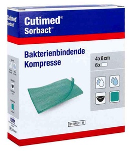 Cutimed, Cutimed Sorbact Kompresse 4x6cm bakterienbindend steril (5 Stück), 
