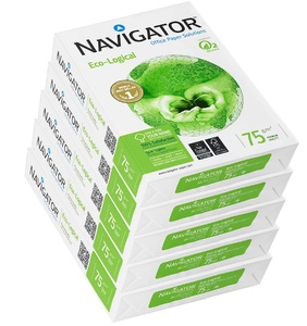 Navigator, Kopierpapier Navigator Eco-Logical, DIN A4, 75 g/m², hochweiß, 1 Karton = 5 x 500 Blatt, NAVIGATOR Papier A4 eco 75g weiss (5x500 Stk)