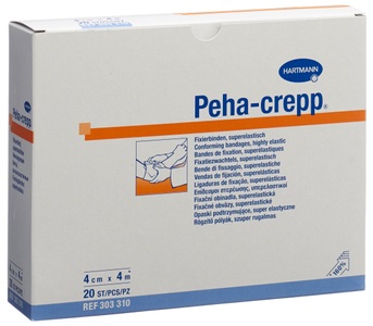 Peha, Peha Kreppbinde 4mx4cm weiss (20 Stück), Hartmann Peha-crepp® Hochelastische Kreppbinde 4 m x 4 cm