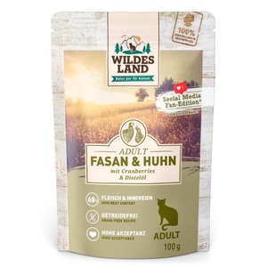Wildes Land, WILDES LAND Adult Fasan&Huhn mit Cranberries&Distelöl (12x100g), WILDES LAND Adult Fasan & Huhn mit Cranberries & Distelöl (12x100g)