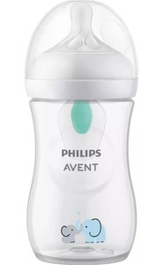 PHILIPS AVENT, Philips Avent Babyflasche SCY673/81 Natural Response mit AirFree Ventil 260ml Neutral Elefant, Philips Avent Natural Response Babyflasche mit Airfree Ventil, 260ml, 1M+ Elefanten (1 Stk)