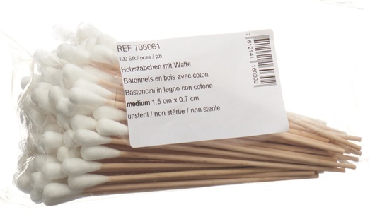 Salzmann, Salzmann Wattestäb Holz 150mm M (100 Stück), SALZMANN Wattestäbchen aus Holz, 150mm (100 Stk)