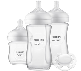 PHILIPS AVENT, Philips Avent Startersets SCD878/11 Natural Response Glas Basic, Philips Natural Response - Kleines Flaschen-Set aus Glas für Neugeborene - SCD878/11