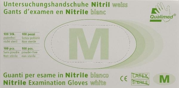 Qualimed, Qualimed Untersuchungs Handschuhe M Nitril ungepudert weiss (100 Stück), 