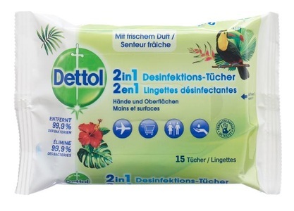 Dettol 2in1 Desinfektions-Tücher 15 Stück
