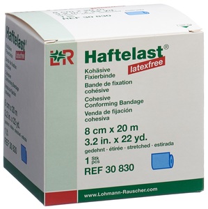 Haftelast, Haftelast latexfrei kohäsive Fixierbinde 8cmx20m blau (1 Stück), Haftelast latexfrei kohäsive Fixierbinde, 8cmx20m, blau (1 Stk)