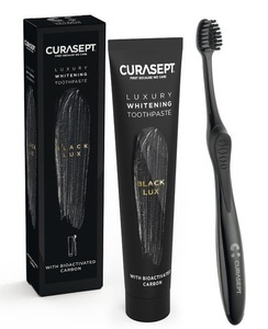 Curasept, CURASEPT Zahnbürste plus Black Luxury Whitening Zahnpasta (2-teilig), CURASEPT LUXURY BLACK WHITENING TOOTHPASTE 75ML+TOOTHBRUSH