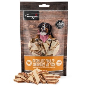 QUALIDOG, QUALIDOG Hundesnack Gegrillte Poulet-Sandwichs mit Fisch 130g, Snuggis Gegrillte Poulet-Sandwiches mit Fisch für Hunde (130g)