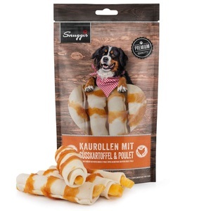 Snuggis, Snuggis Hundeleckerli Kaurollen mit Süsskartoffel & Poulet 135g, Snuggis Kaurollen mit Süsskartoffel und Poulet für Hunde (135g)