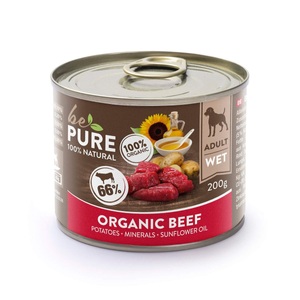 bePure, bePure Nassfutter Bio Adult Rind & Kartoffeln 200g, bePure Organic Beef mit Rind und Kartoffeln, Nassfutter für Hunde (200g)