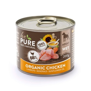 bePure, bePure Nassfutter Bio Adult Huhn & Karotten 200g, bePure Organic Chicken mit Bio-Huhn und Karotten, Nassfutter für Hunde (200g)