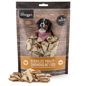 QUALIDOG, QUALIDOG Hundesnack Gegrillte Poulet-Sandwichs mit Fisch 300g, Snuggis Gegrillte Poulet-Sandwiches mit Fisch für Hunde (300g)